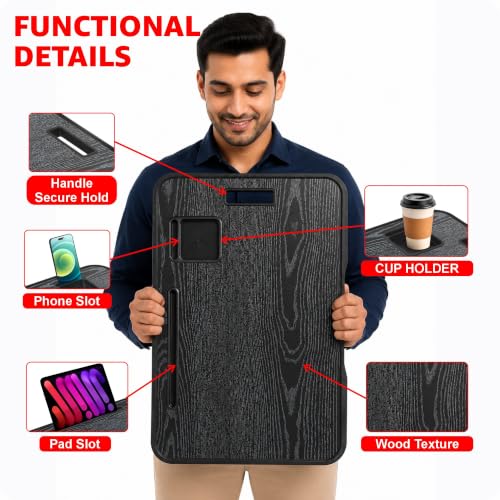 Image of TEKCOOL Smart Multipurpose Foldable Laptop Table with Cup Holder, Study Table, Breakfast Tables, Foldable and Portable /Ergonomic & Rounded Edges /Non-Slip Legs (Black NEW)'