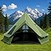 Bell Yurt Tent with Stove Jack, Waterproof Luxury 4 Season Tent 420D Oxford Cloth Green Glamping Tents for Family Outdoor Camping, Hunting, Party, All Year Living (Green Oxford 4M Yurt)