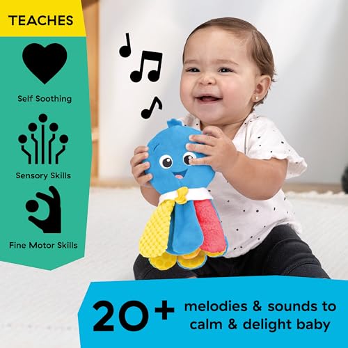 Image of Baby Einstein Take Along Opus Octopus Soother, Portable Musical Sensory Toy with Stroller Clip, 20 Melodies and Calming Sounds for Newborn Baby, Plush Travel Toy 0-36 Months