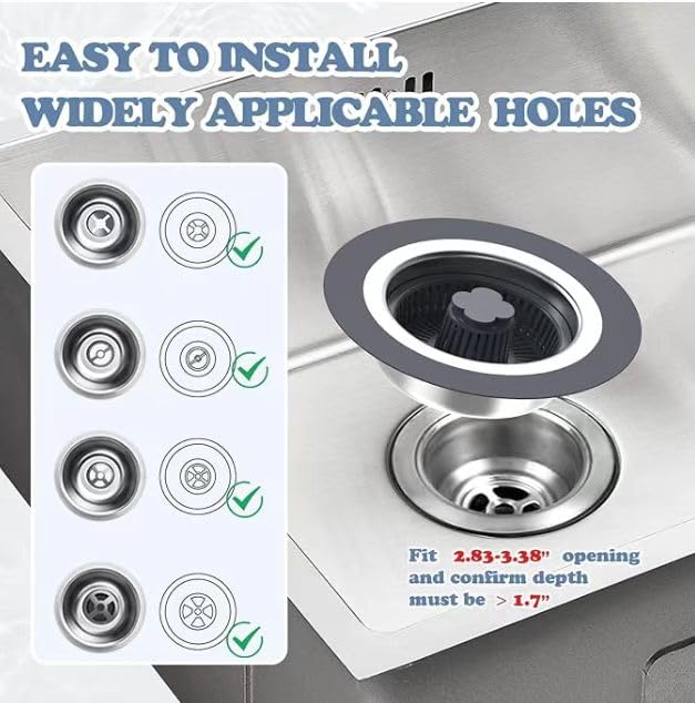 Colador para fregadero de cocina, acero inoxidable 3 en 1 miniatura 5