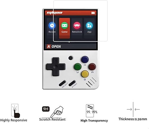 Miniatura 2 de Zshion - Protector de pantalla compatible con Miyoo Mini Plus, película protectora de vidrio templado de dureza 9H, resistente a los arañazos,