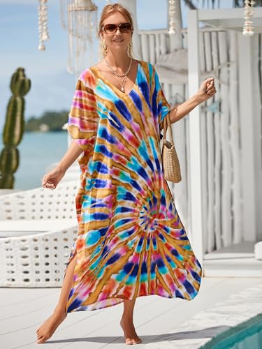 Image of Kaftan Dresses for Women Plus Size Bathing Suit Cover up Caftan Maxi Beach Dresses