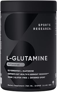 Sports Research L-Glutamine - Workout Recovery, Immune Health & Gut Health Support - 5 G Per Serving - 17.64 Oz