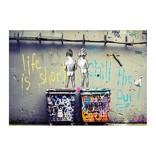 Impressions d'art sur toile, Graffiti Art Life Is Short Chill The Duck Out Posters Street Art Pictures for Living Room Wall Decor 8x12in (20x30cm) frame Cover