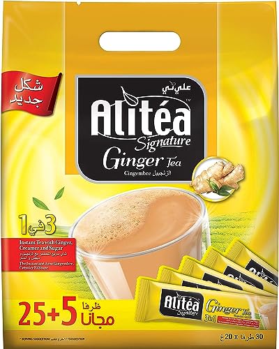 Image of Alitea Signature Ginger Premix Instant Tea 3 in 1, (30 Sachets x 20gms)- 600gms