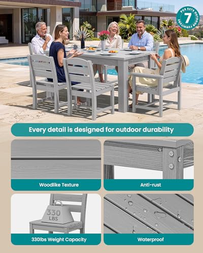 Image of SERWALL 59 inch Outdoor Dining Set for 6, Light Gray