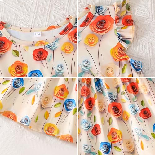 Image of Toddler Little Girls Casual Dresses Short Sleeve Crew Neck Graphic Cartoon Dress for 2-8 Years