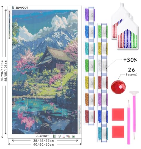 Kit completo Jumpdot de diamond painting 5D DIY de Sakura con mural de 70x40 cm 7