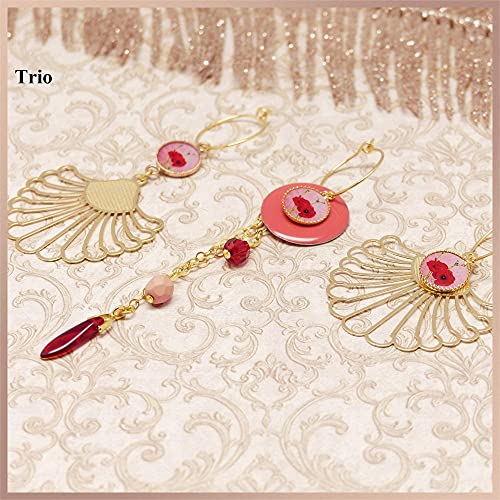 Boucles d'oreilles coquelicot interchangeables laiton or rose - 7