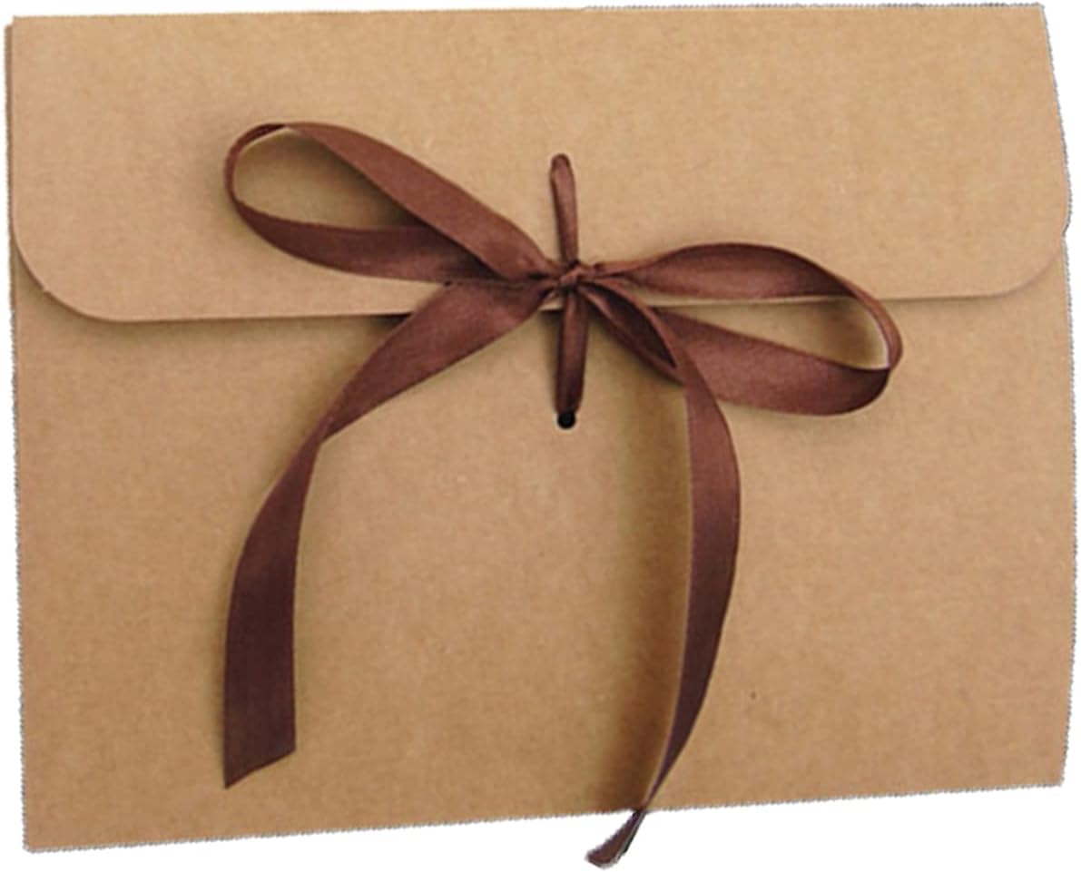10pcs Kraft Gift Card Envelope Boxes with Ribbon Rectangle Present ...