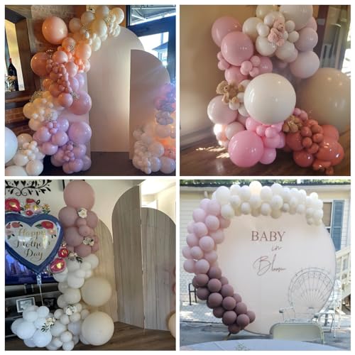 Image of Jobkoo 5 Inch Pink Balloons, 60 Pcs Boho Blush Pink Party Balloon Small Dusty Rose Nude Pink Balloons 5'' Mini Retro Vintage Pink Latex Helium Balloon for Girl Baby Shower Wedding Birthday Party Decor
