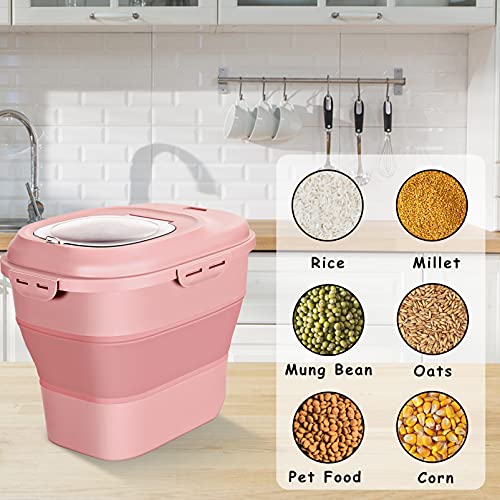 Collapsible Dog Food Storage Container, 30 Lb Pet Cat Pantry Plastic Large Containers Bin With Wheels Airtight Lids Locking Bowl, 50 Lb Kitchen Cereal Flour Sugar Rice Leakproof Sealable Dry Holder #TOP6