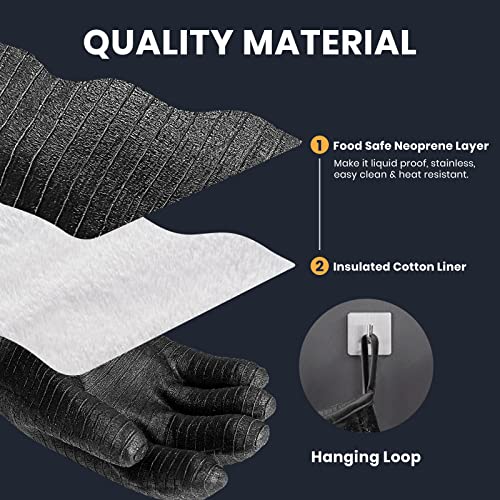 GEEKHOM Grillhandschuhe, hitzebeständig, 35,6 cm, Grillhandschuhe, wasserdicht, isolierte Handschuhe für Truthahnfritteuse, Grillen, Backen