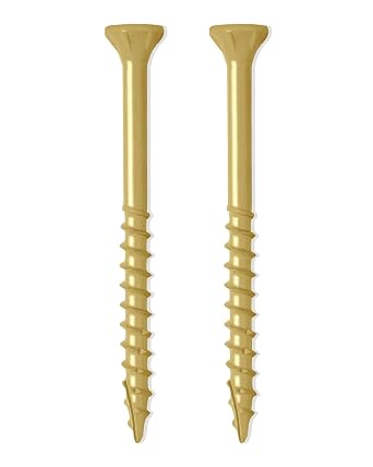 #10 x 3-1/2 Inch Deck Screws - Set of 25 Tan Coated Carbon Steel Exterior Wood Screws with Star Drive for Decks, Fences, Other Outdoor Projects | Rust-Resistant & Anti-Corrosion Screws by IMSCREWS