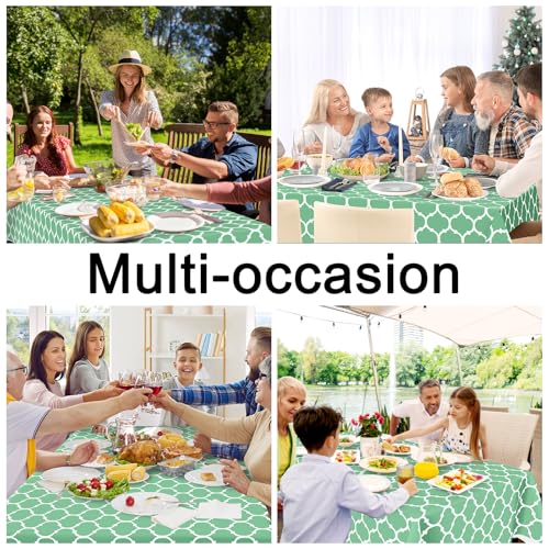 Image of Smiry Rectangle Table Cloth, Flannel Backed Vinyl Tablecloth, 52 inchx70 inch | Waterproof Plastic Tablecloths, Wipeable Table Cover for Dining, Indoor and Outdoor (Sage Green)
