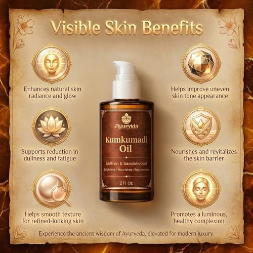 Image of Kumkumadi Face Oil | Ayurvedic Kumkumadi Tailam for Brightening, Dark Spots, Pigmentation & Anti-Aging | Ancient Ayurvedic Recipe - 60 ml
