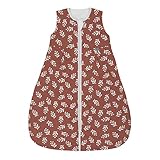 emma & noah Baby Schlafsack 1.0 TOG, Ganzjahres Schlafsack für den Frühling, Sommer und Herbst, 100% Bio-Baumwolle, OEKO-TEX Zertifiziert, Strampelsack für Neugeborene (Floral Mocca, 70 cm)