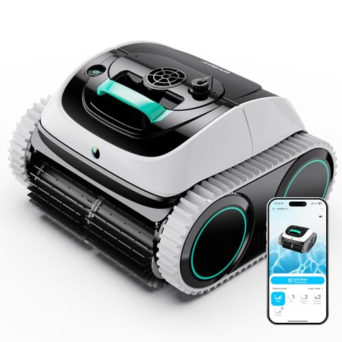 (2026 Upgrade) WYBOT C1 Robotic Pool Vacuum for Inground & Above Ground Pool, 4-in-1 Cordless Robot Pool Cleaner, Wall & Waterline Cleaning Up to 1,614sq.ft, App Support, Grey with White