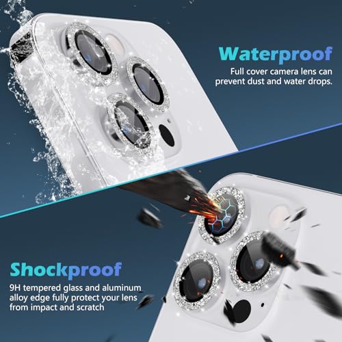 imluckies for iPhone 15 Pro, iPhone 15 Pro Max Camera Lens Protector Bling, HD Clear Aluminum Alloy Individual Ring - Image 4