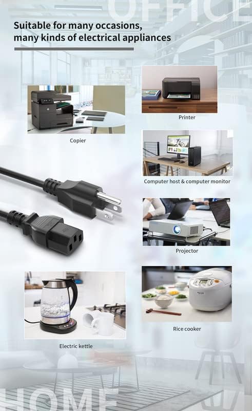 Miniatura 4 de Cable de alimentación de CA de 4 pies (3.9 ft), cable de alimentación C13 de 3 clavijas compatible con olla a presión eléctrica Instant Pot, Instant