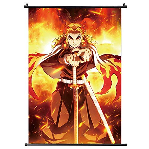 ruggito Demon Slayer Poster, 1pcs Rengoku Kyoujurou Scroll Poster da Parete Dipinto Collezione Home Room Decor Anime Scroll Pittura Arte(Large)