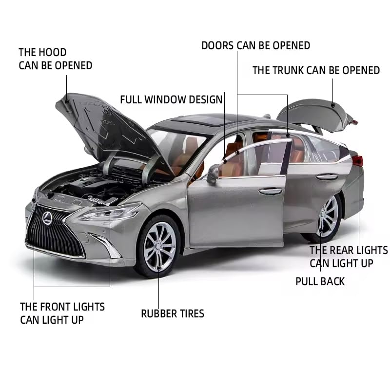 Image of Alokik Enterprise Lexus ES300 Alloy 1:24 Scale Model Die-Cast Metal Car Scale Model Pull-Back Toy Car with Light & Sound Best Gifts Toys Kids【Color As Per Stock】