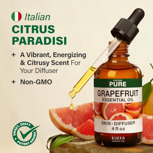 Image of 100% Pure Grapefruit Oil - 4 Fl Oz Grapefruit Essential Oil for Hair, Skin, Diffuser, Aromatherapy & DIY Soap Making Scent