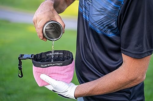 Image of Club Scrub Golf Club and Golf Ball Cleaning Bag, Waterproof Clean Face Technology Liner, Detachable Clip, Machine Washable, Cleans Club Grooves, Dry Exterior (Neoprene or Microfiber Option Available)