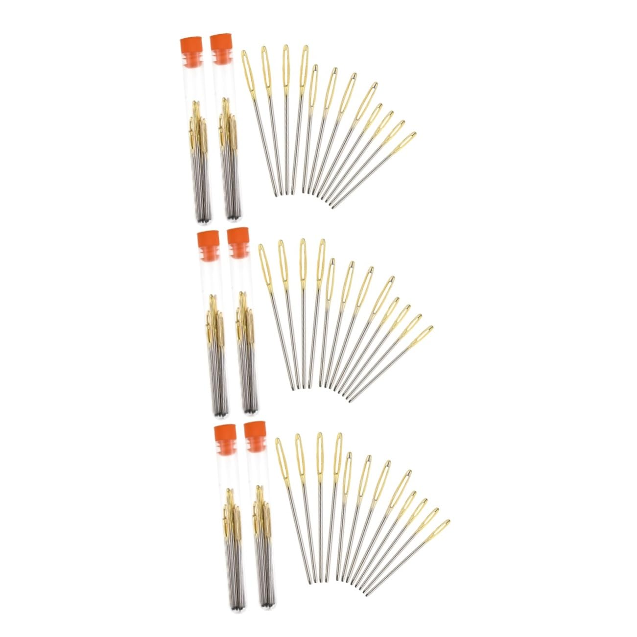 LALAFINA 6 Sets Essential Weaving Tools Stainless Steel Large Hole Knitting Needles Tips for Sewing