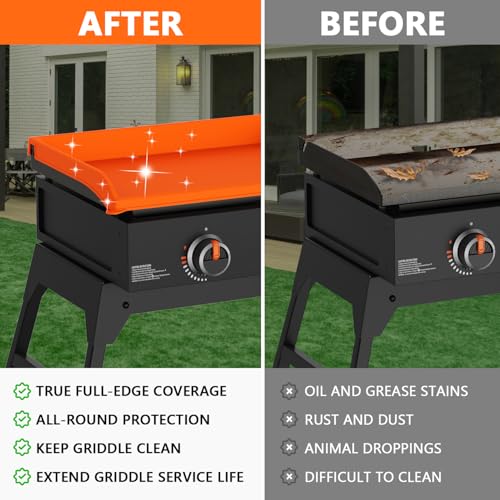 Image of Silicone Griddle Cover for Blackstone - Full Protection Waterproof Griddle Top Cover All Year Round Protective Mat for Black Stone Accessories (22 inch Orange)