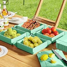 Collapsible Camping Bowls with Magnet,Reusable Silicone Camping Plates,Magnetic Folding Dinner Plates for Parties, Camping, Hiking 1 Pcs Green