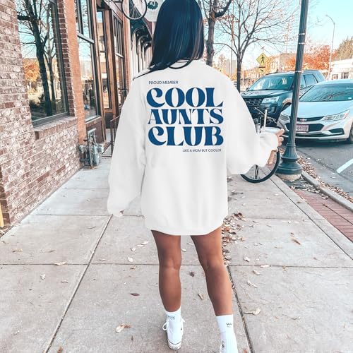 Jkmtdng Cool Aunts Club Sweatshirt Women Aunt Sweatshirt Promoted To Aunt Sweater Long Sleeve Future Aunt Gifts White thumb #4