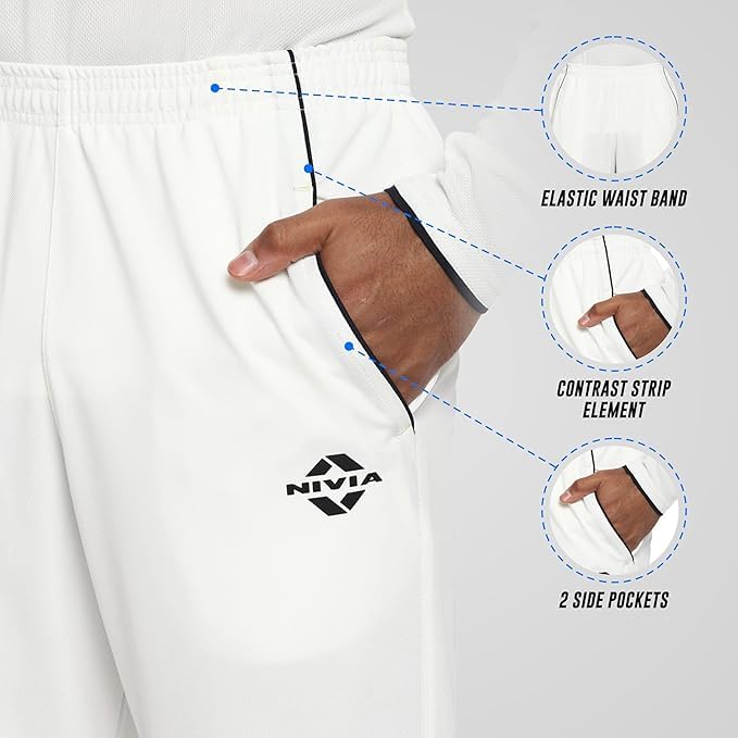 Image of Nivia Bounce Cricket Set for Men, Rice Knit Breathable Fabric, Anatomical Support Pouch, Quick Dry Moisture Wicking Sports Inner Set, Off White Cricket Wear Half Sleeves