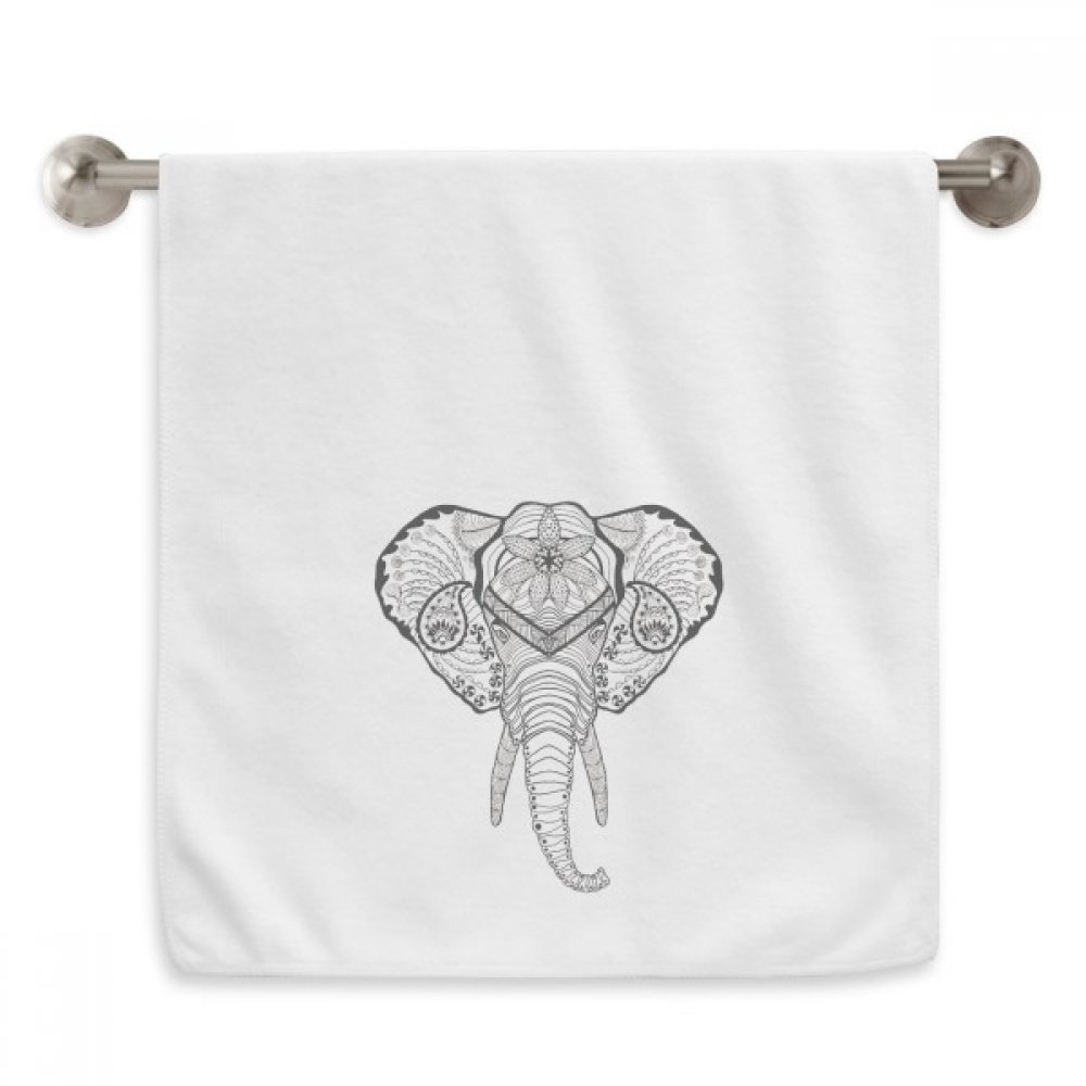 Débarbouillettes art animalier blanc en tissu pelucheux au motif éléphant