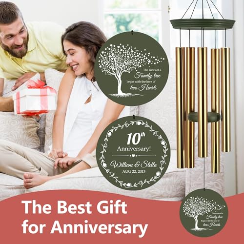Image of ASTARIN Tree of Life Wind Chimes, Personalized Wind Chimes for 50th Anniversary for Parents Couple, Romantic Idea for Mom Dad Keepsake Gifts