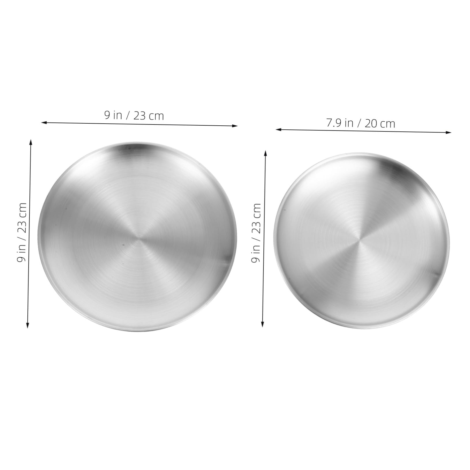 KICHOUSE 2pcs Stainless Steel Plates Metal Dinner Dishes Lightweight Unbreakable Serving Trays for Camping Kitchen Bbq Design