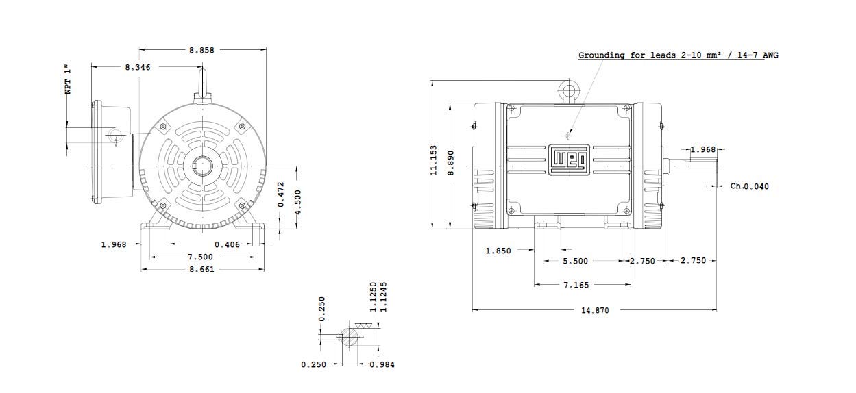 NEW WEG 7.5HP HEAVY DUTY AIR COMPRESSOR ELECTRIC MOTOR 3450 ...