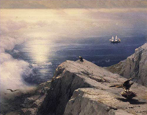 Tableau Ivan Aivazovsky paysage côtier rocheux montagne égéenne huile sur toile