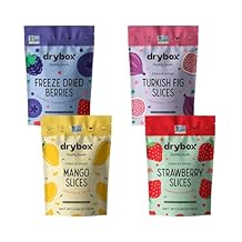 Drybox Freeze Dried Fruits Variety Pack Strawberry, Mango, Berry Mix, Fig | 100% Natural Fruit | Freeze Dried Fruit Source | No Sugar & Additives | Healthy Snack & Topping for Beverages or Recipes | Non-GMO, Vegan, Gluten Free, 4 pack