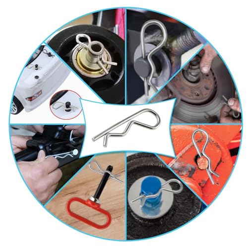 Image of 63 Pcs Stainless Steel Hitch Pin Clip R Clips Retaining Pins Tractor Hair Pin Assortment Spring Clip Retainer Pins Hitch Keeper Pins Kit for Dolly Pins /Trailer Pin Clips
