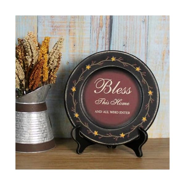 Cvhomedeco primitives vintage bless this home wood decorative plate retro display wooden plate home decor art 9 34 inch  urban country home decor