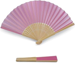 OLILLY Ventagli Rosa di qualità in Tessuto e bambù – Matrimonio, Battesimo, Festa e Eventi all’Esterno (Rosa, 50 ventagli)
