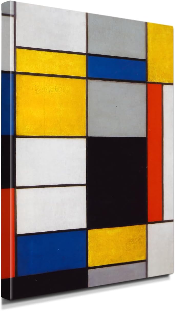 IPIC - Composition A by Mondrian, Giclee Print on Canavs Wall Art, Abstract Wall Decor for Home, Living Room or Office, Ready to Hang