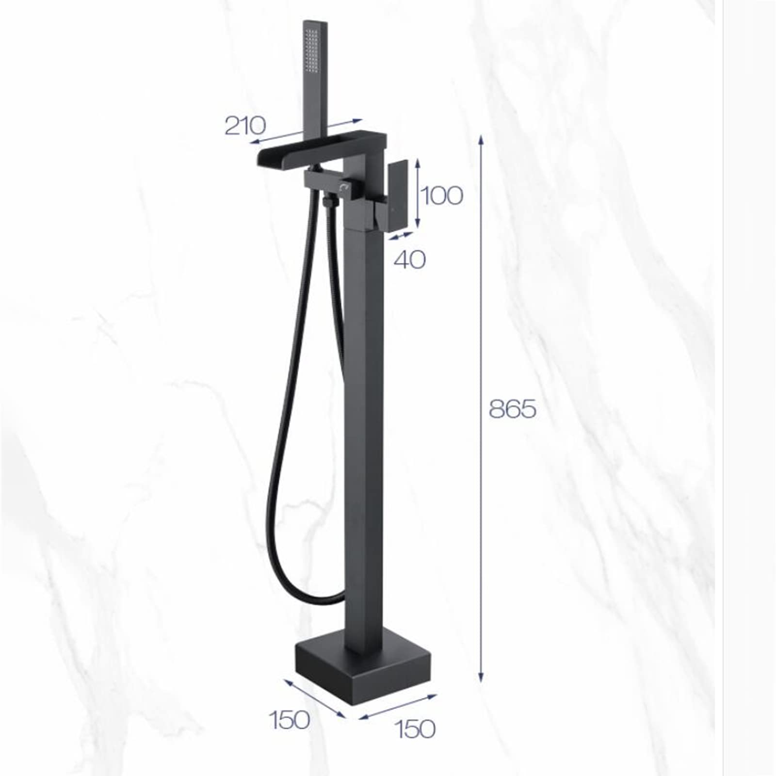 Grifo de bañera Grifo de baño Independiente de latón Caño Giratorio de 360 ​​​​° Grifo Mezclador para bañera Llenador de bañera en Cascada con Grifo para bañera con Ducha de Mano Grifos de baño para