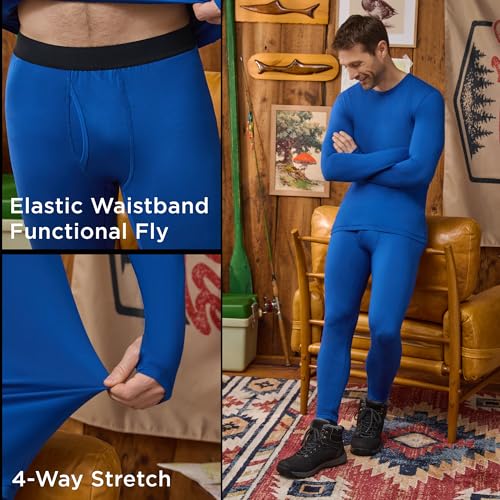 Image of Cuddl Duds Lightweight 2 Piece Active Base Layer Matching Sets for Men | Everyday Activewear, Long Sleeve Top & Leggings, Gym Workout & Fitness Clothes, Breathable Moisture Wicking Lounge Set
