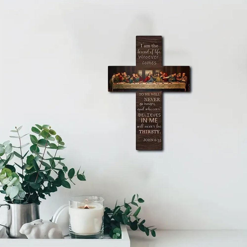 TTPSRY Dekoracyjny krzyż drewniany Ostatnia Wieczerza Inspirująca biblijna ściana religijna sztuka chrześcijańska chrześcijańskie święte pismo