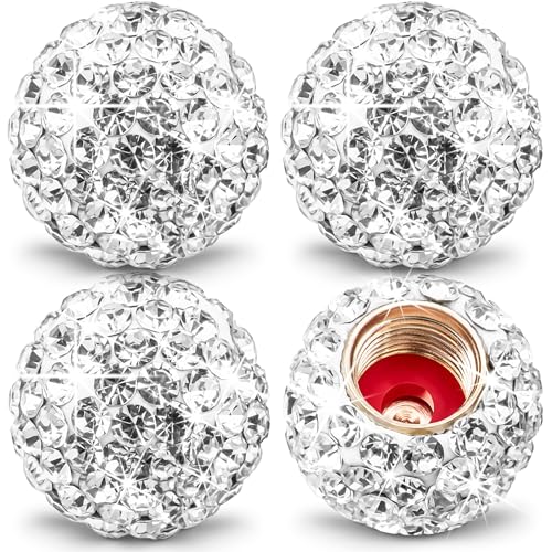 MEAJOO 4PCS Bling Crystal Diamond Tire Stem Valve Caps, Crystal ...