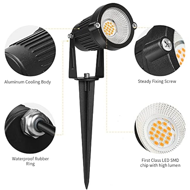 Low Voltage Landscape Lights Outdoor: 7W 700LM LED Landscape Lighting with Connectors for Tree Garden Yard Pathway | 12V 24V Warm White 2700K Spotlights | IP65 Waterproof | 6 Pack