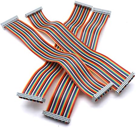 Sydien 2.54mm Pitch 2 Row 34 Pins F/F IDC Connector Rainbow Flat Ribbon Cable, 30cm Length,4Pcs