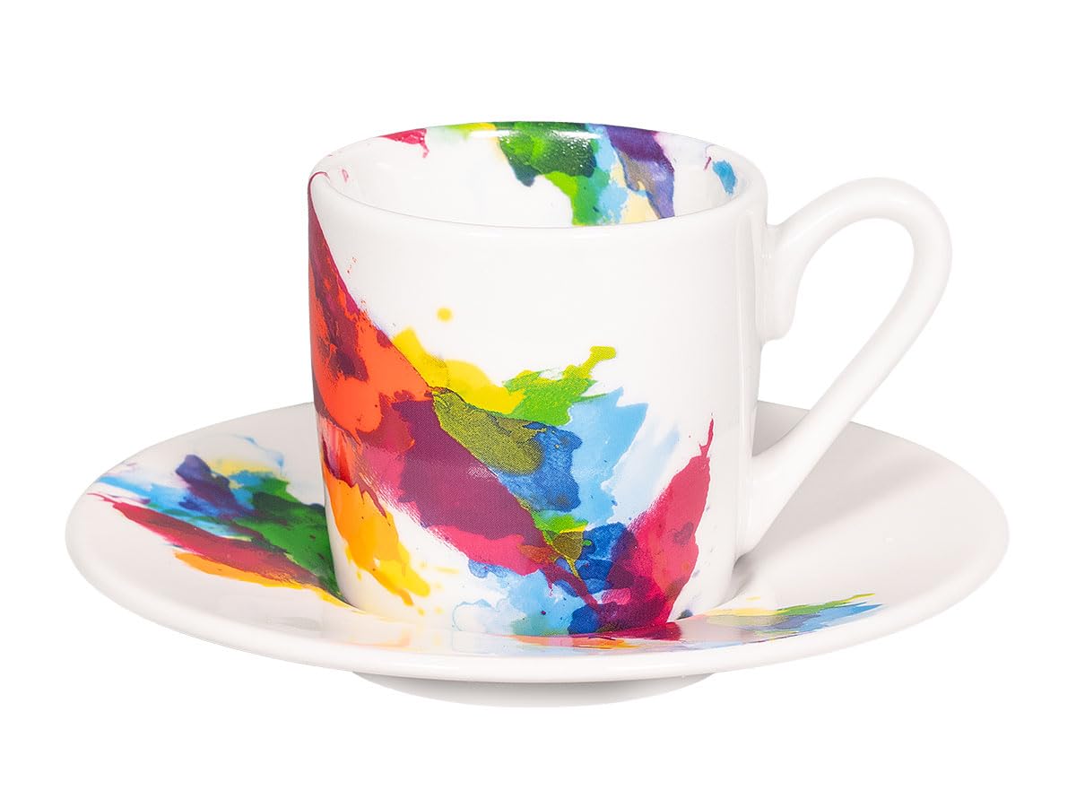 Könitz Espresso Tassen Set Colour Flow. 4 Kaffeetassen 65ml aus Porzellan. Espressotassen modern, bunt